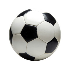 A soccer ball with black and white panels, isolated on a white background.