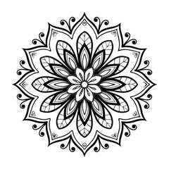 Pattern in the form of a mandala. Henna tattoo mandala. Mehndi style. Decorative pattern in oriental style. Coloring book page.