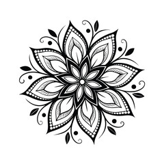 Pattern in the form of a mandala. Henna tattoo mandala. Mehndi style. Decorative pattern in oriental style. Coloring book page.