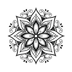 Pattern in the form of a mandala. Henna tattoo mandala. Mehndi style. Decorative pattern in oriental style. Coloring book page.