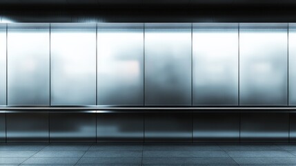 Modern Minimalist Elevator Interior with Sleek Metallic Walls and Subtle Reflections in an Urban Setting, Perfect for Contemporary Architecture and Design Projects