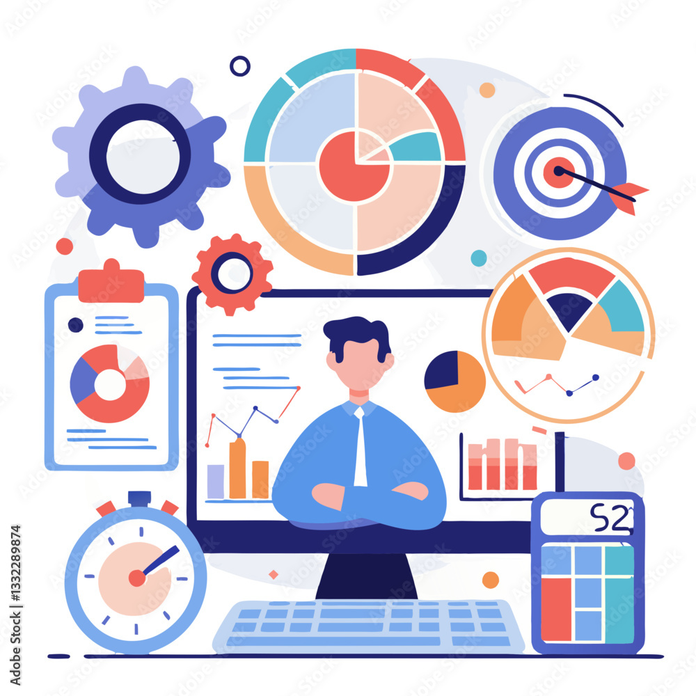 Poster various predictive modeling tools are illustrated, focusing on generating future trends in analytics
