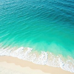 Deep teal sea, white sand visible below, gentle waves , ocean scene, wave