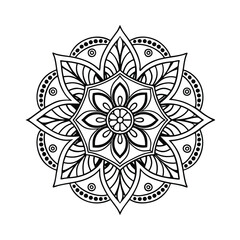 Pattern in the form of a mandala. Henna tattoo mandala. Mehndi style. Decorative pattern in oriental style. Coloring book page.