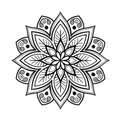 Pattern in the form of a mandala. Henna tattoo mandala. Mehndi style. Decorative pattern in oriental style. Coloring book page.