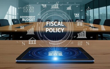 Fiscal Policy and Government Budget: Conceptual image depicting the complex financial strategies, plans, and actions of a government or organization
