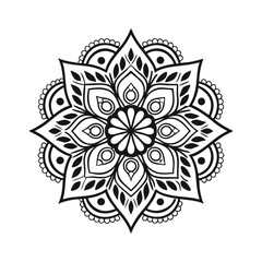 Pattern in the form of a mandala. Henna tattoo mandala. Mehndi style. Decorative pattern in oriental style. Coloring book page.