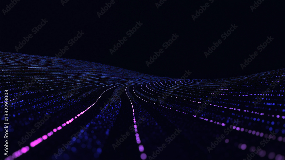 Poster digital data stream: an abstract representation of a digital data stream, with flowing lines and vib