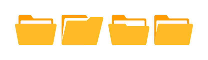 Four yellow folders with orange tabs.
