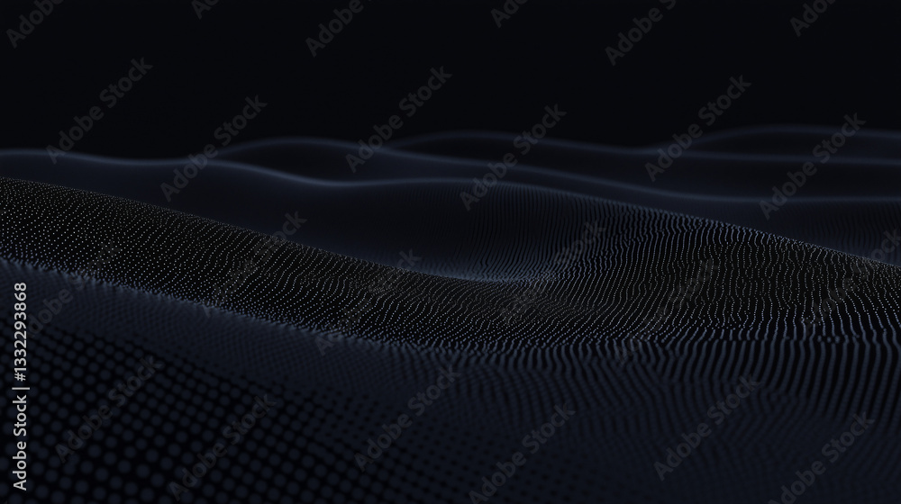 Poster dark wavy fabric: an abstract and dark composition of an undulating fabric or textile, forming a sen