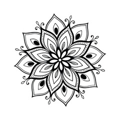 Pattern in the form of a mandala. Henna tattoo mandala. Mehndi style. Decorative pattern in oriental style. Coloring book page.