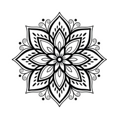 Pattern in the form of a mandala. Henna tattoo mandala. Mehndi style. Decorative pattern in oriental style. Coloring book page.