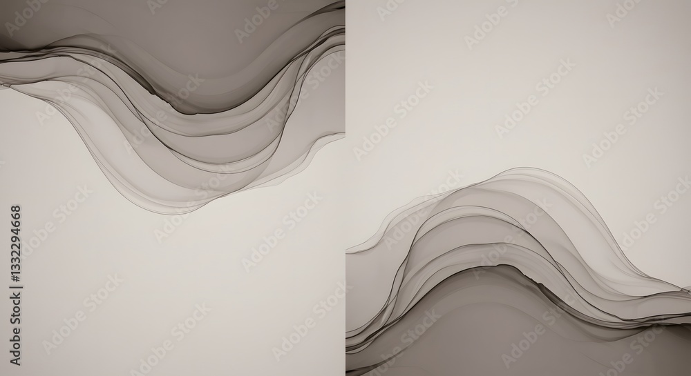 Poster abstract gray wave pattern - modern fluid art texture background