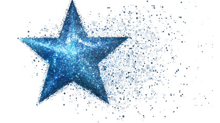 Fototapeta premium Shiny Blue Star Isolated on a White Background, Vibrant Geometric Shape for Design and Decoration