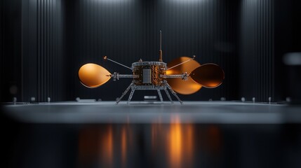 Spacecraft in hangar, awaiting launch, futuristic interior