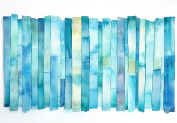 Aquamarine watercolor strip multilayered