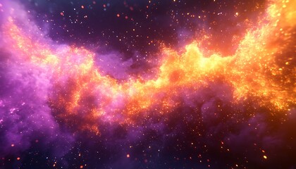 A stunning depiction of a celestial space nebula with vibrant colors