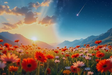 Day Meets Night Mountain Landscape