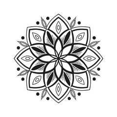Pattern in the form of a mandala. Henna tattoo mandala. Mehndi style. Decorative pattern in oriental style. Coloring book page.