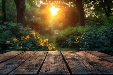 The morning sunrise has trees, flowers, a nice atmosphere, nature.