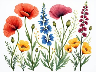 Obraz premium Brightly colored floral arrangement showcasing various blooming flowers and greenery
