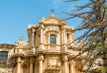 View of the Church of San Domenico in the historic center of Noto, province of Siracusa, Sicily, Italy