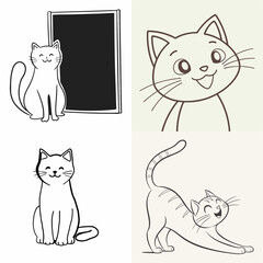 happy cat kitten stretching draw line