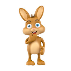 Thoughtful Easter Bunny in a Curious Pose 3D Render
 with transparent background