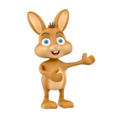 Friendly Easter Bunny Welcoming Gesture 3D Render
 with transparent background