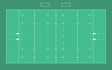 Flat-style rugby field illustration.Vector illustration EPS10.