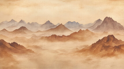 Naklejka premium Misty Mountain Landscape, Calm Nature Scene