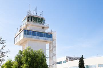 Air traffic control tower at Ibiza airport.