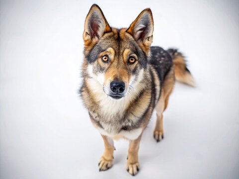 Tamaskan Dog Hybrid, Majestic Pose, White Background, Studio Shot, Canine Photography