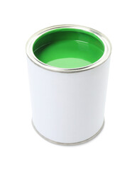 Can of green paint isolated on white