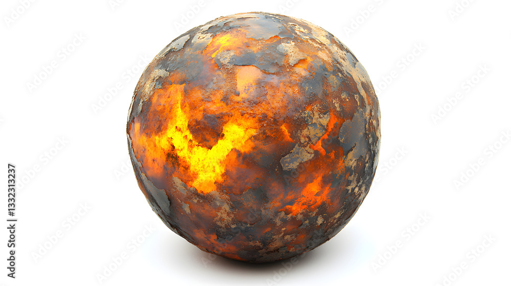 Poster dynamic fireball ignition isolated on white stock photo abstract environment close-up view visual im