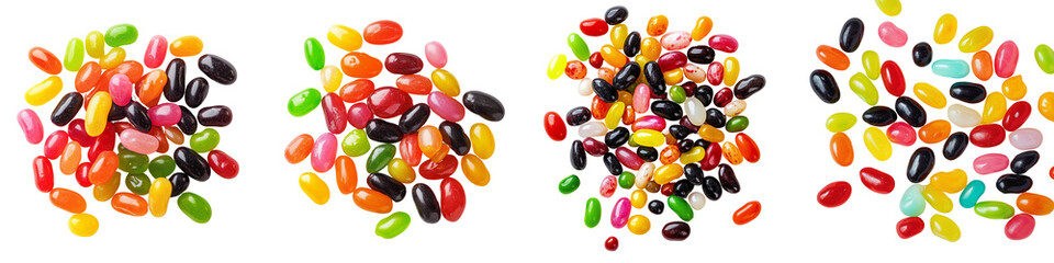  set of Different types of jelly beans, different flavors of jelly beans, different types of jelly beans, the world of jelly beans and their flavors in search of, on a transparent backgrounds