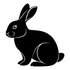 Obraz premium A Serene Black Rabbit Silhouette, Peacefully Sitting, A Symbol Of Gentleness And Quiet Strength In Bold Graphic Design Isolated on Transparent Background