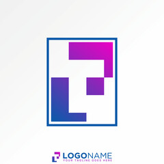 Obraz premium Logo design graphic concept creative premium vector stock image top sell letter T font on negative space square monogram typography media tech brand