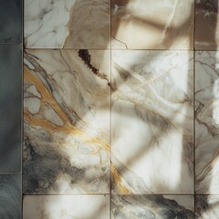 Elegant marble tiles with natural patterns and subtle shadows