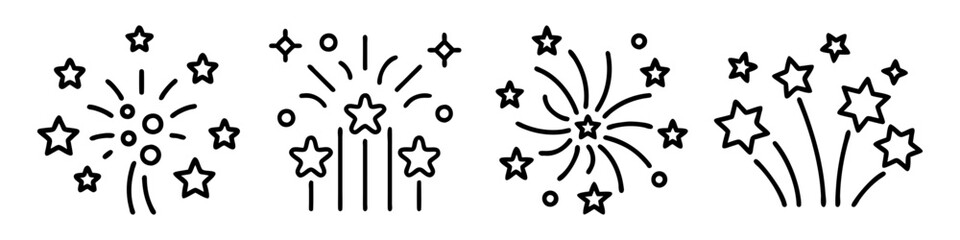 fireworks in sky icon, fireworks in sky line art - simple line art of fireworks in sky, perfect for fireworks in sky logos and icons