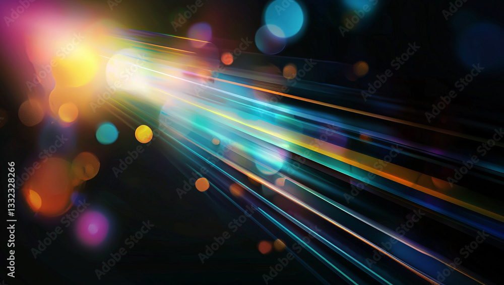 Poster abstract colorful light streaks and bokeh background a dynamic visual composition