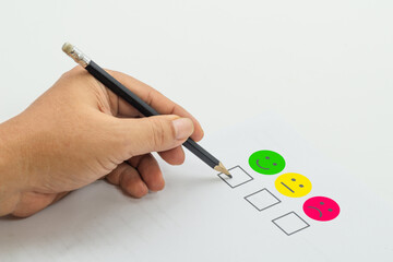 Customer satisfaction scoring process with smiley face options