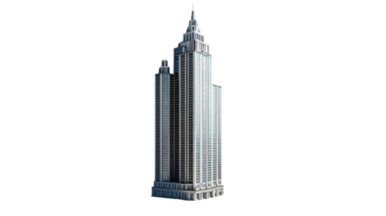 Modern skyscraper standing tall on transparent background