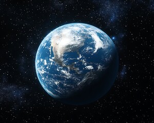 Fototapeta premium A realistic rendering of planet earth in the vast starry cosmos