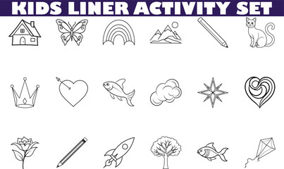 Kids Liner Activity Set Coloring Pages, Simple Drawings, Fun Designs