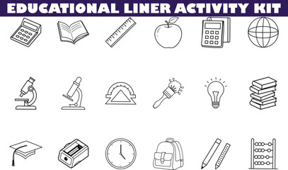 Educational Liner Activity Kit School Supplies, Learning Icons