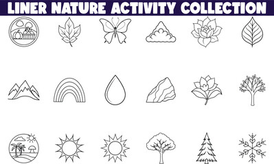 Liner Nature Activity Collection Icons, Outlines, and Designs
