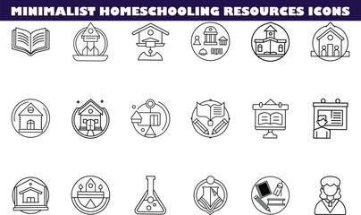 Minimalist Homeschooling Resources Icons for Education, Learning, and Teaching