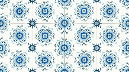 Nautical seamless tile pattern with marine inspired floral motifs and oceanic color scheme for coastal homes concept as Marine inspired floral motifs with oceanic colors create nautical seamless tile 