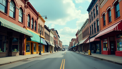 Obraz premium Photorealistic Main Street: Abandoned Stores & Small Business Crisis